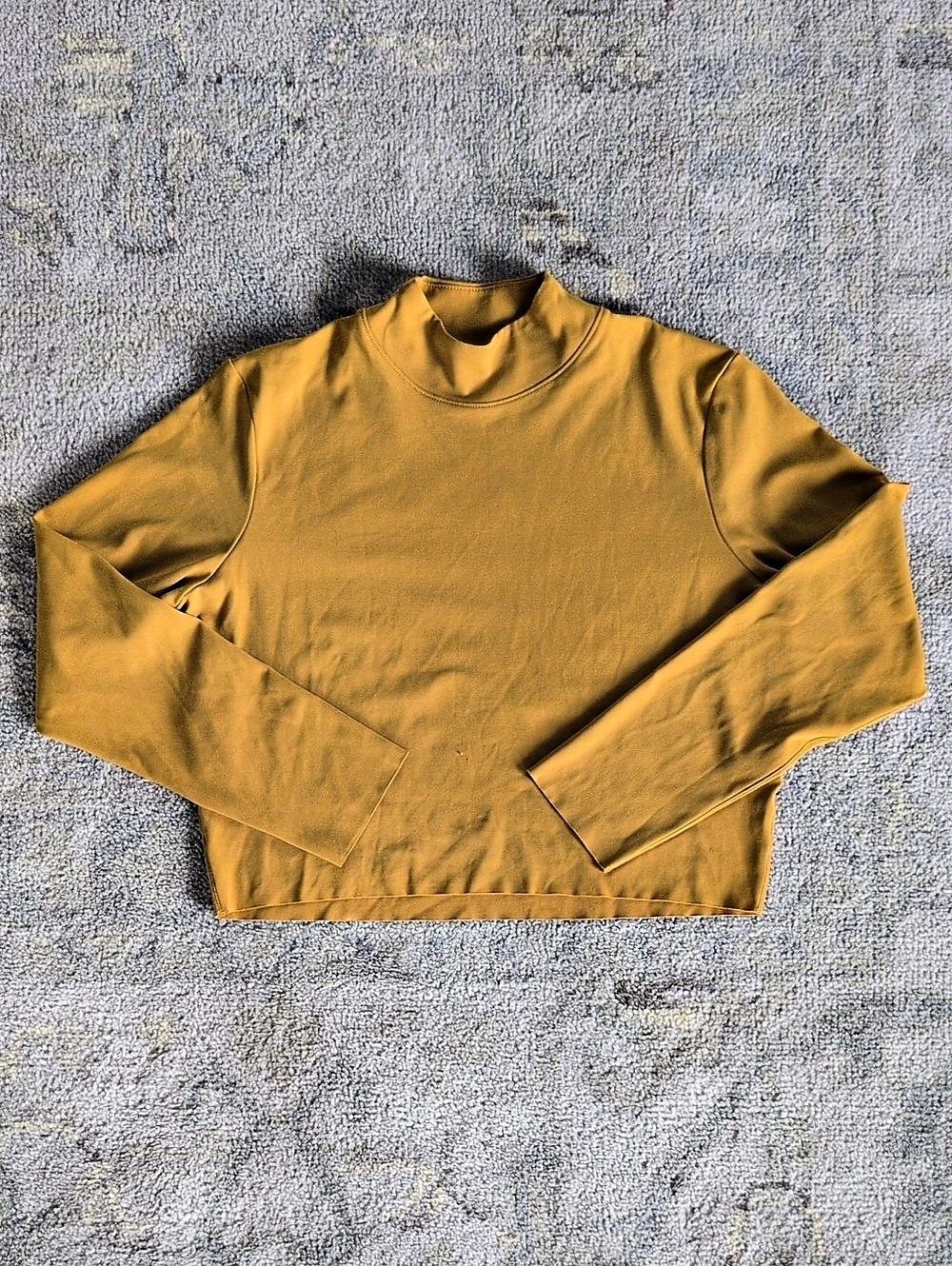 Nike Yoga Mustard Yellow Mock Neck Long Sleeve Crop Top